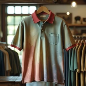 Retro Ombre Polo Shirt with Contrast Collar & Cuffs