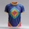 Vibrant Geometric Pattern Unisex T-Shirt – Blue, Yellow, Teal & Pink